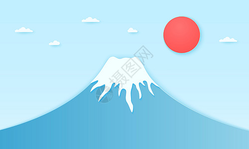 富士山与太阳和艺术风格图片