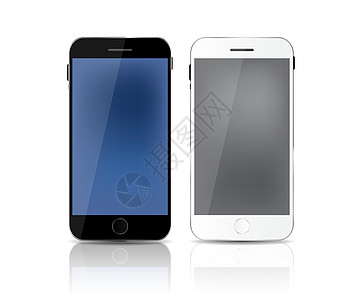 具有灰色和蓝色屏幕的新型现实手机 矢量插图图片