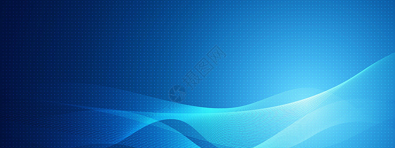 抽象蓝色科技波浪设计重叠线数字网络矢量通信概念点图案背景空白空间图片