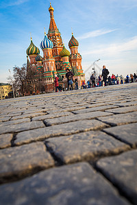 俄罗斯莫斯科 — 2014 年 3 月 24 日 2014 年 3 月 24 日在俄罗斯莫斯科的红场圣瓦西里大教堂的景色背景图片