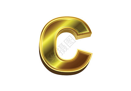 3d 金色字母 C  白色背景上的豪华金色字母表图片