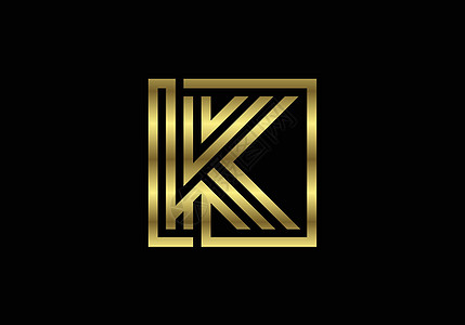金色大写字母 K  创意线条字母设计标志海报邀请的图形字母符号 它制作图案矢量黑色广告艺术几何学标识身份商业插图网络潮人图片