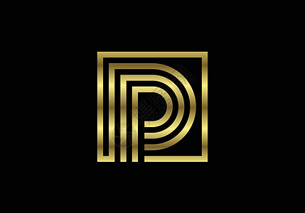 金色大写字母 P  创意线条字母设计标志海报邀请的图形字母符号 它制作图案矢量教育身份艺术插图黑色公司商业广告潮人网络图片
