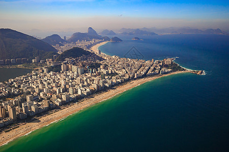 巴西里约热内卢的科帕卡巴纳海滩和伊帕内马海滩旅行城市吸引力爬坡风景海滩地标全景旅游海岸图片