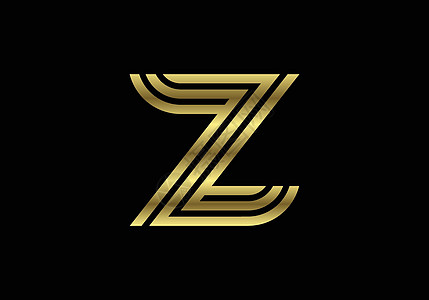 矢量抽象线条字母金色大写字母 Z  创意线条字母设计标志海报邀请的图形字母符号 它制作图案矢量标识创造力广告商业教育网络黑色公司身份艺术插画