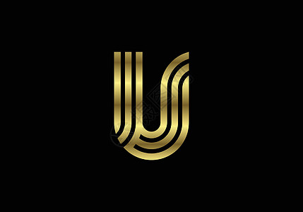 金色大写字母 U  创意线条字母设计标志海报邀请的图形字母符号 它制作图案矢量艺术公司身份商业广告创造力几何学黑色网络潮人图片
