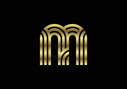金色大写字母 M  创意线条字母设计标志海报邀请的图形字母符号 它制作图案矢量身份插图标识网络商业广告艺术几何学潮人公司图片