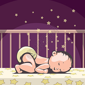 小宝宝晚上睡在床上图片