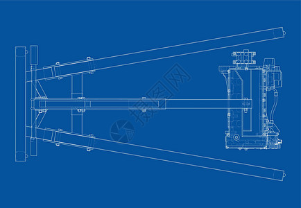 带发动机的发动机提升机 韦克托蓝图3d电梯绘画中心车库技术服务插图车轮图片