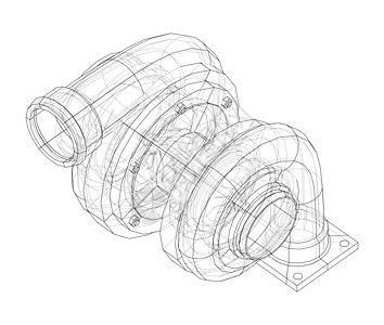 汽车涡轮增压器概念大纲 韦克托活力圆圈机器等距发动机草图扇子绘画压缩机机械图片