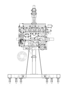带发动机的发动机提升机 韦克托3d插图引擎服务机械诊断汽车电梯工具车轮图片