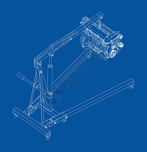 带发动机的发动机提升机 韦克托车辆草图维修插图工具机械机器检查诊断车轮图片