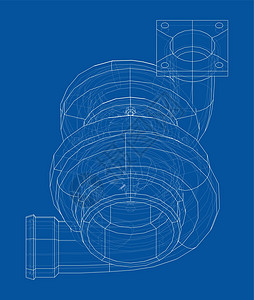 汽车涡轮增压器概念大纲 韦克托发动机运输草图技术车辆速度力量充电器引擎蓝图图片