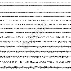 具有随机频率和振幅的地震振动形式的地震波水平线涂鸦集记录地球振动的矢量地震图图片