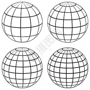 网格球体使用坐标网格设置地球球体的 3D 球体模型插图轨道金属收藏平行线图学艺术科学标识网络设计图片