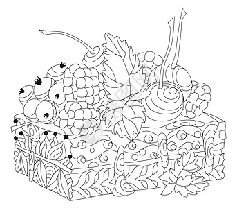 矢量小菜一碟与抽象装饰品染色打印禅绕早餐糕点植物学杯子压力艺术涂鸦图片