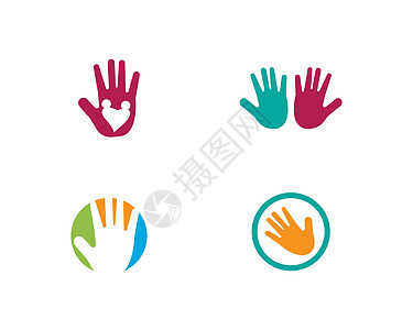 手部护理标志模板孩子社区白色圆圈帮助绿色插图商业伙伴圆形图片