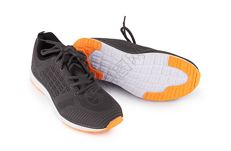 孤立的灰色运动鞋衣服橡皮跑步锻炼训练健身房黑色活动运动白色图片