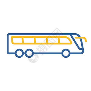 旅行巴士平面矢量图标隔离图片
