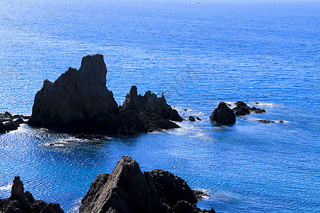 西班牙阿尔梅里亚自然公园Sirens珊瑚礁支撑天气公园海滩海岸石头沿海海浪阳光岩石图片