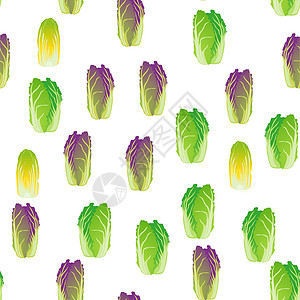 可爱的无缝图案与卡通大白菜食物墙纸包装打印织物种植园蔬菜插图程式化微笑图片