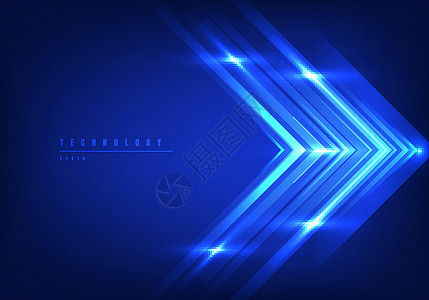 抽象数字技术概念蓝色箭头线速度运动数据在深蓝色背景下的光速运动图片