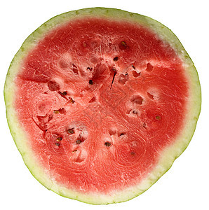 一片熟熟的红西瓜 白本上隔离着棕色种子图片