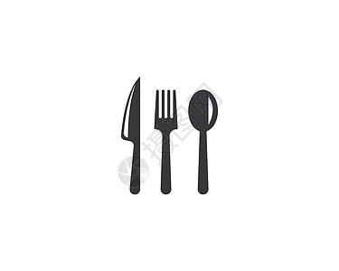 白色餐具叉子 刀子和勺子 ico蓝色桌子咖啡店环境厨房按钮黑色绿色午餐用餐插画