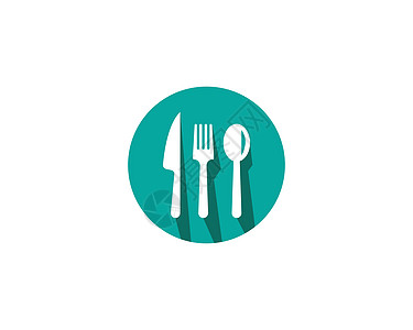 白色桌子圆叉子 刀子和勺子 ico厨房按钮白色餐厅插图食物绿色桌子环境健康插画