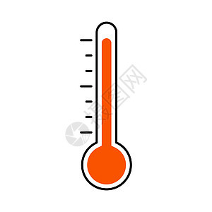 图标是一个红色的温度计标志 表明高温是最热的背景图片