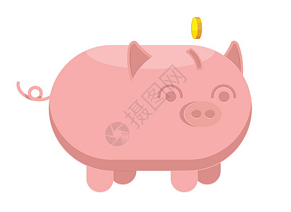 有下降的金币的存钱罐 在白色背景上孤立的猪矢量图形式的存钱罐图片
