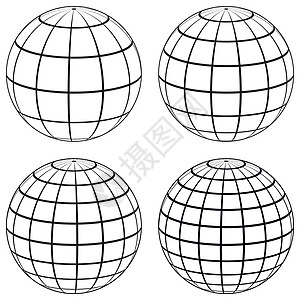 使用坐标网格设置地球球体的 3D 球体模型圆圈地理艺术轨道标识插图收藏行星世界商业图片