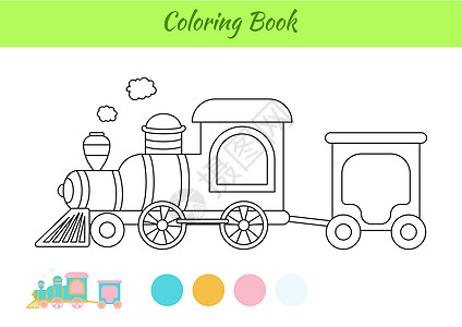 儿童着色书火车 学龄前儿童和学步儿童的教育活动页面 可打印的工作表 卡通炫彩矢量图想像力幼儿园绘画线条孩子童年车皮班级学校挑战图片