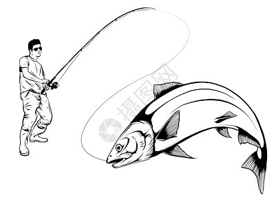 渔夫抓鱼矢量图设计 ar图片