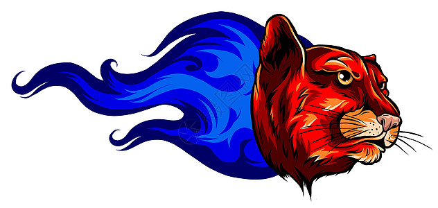 凶猛的豹头在火焰中炽热的豹子矢量轮廓设计图片