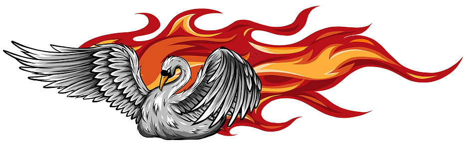 矢量标志插图火天鹅渐变色彩风格橙子野生动物商业鸭子品牌自然技术火焰推广艺术图片