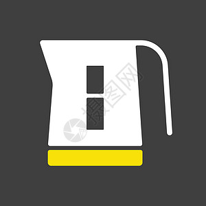 电水壶矢量图标 厨电饮料插图用具金属厨房电气家庭茶壶早餐咖啡图片