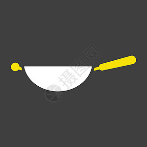 炒锅煎锅矢量图标 厨电食物餐厅盘子厨房厨具烹饪标识美食插图金属图片