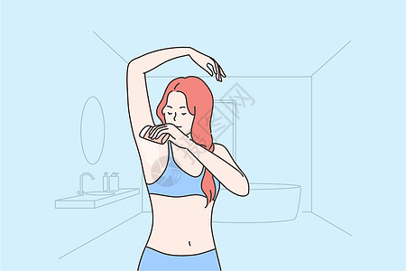 保健晨味概念化妆品浴室除臭剂运动镜子插图气味女性淋浴外貌图片