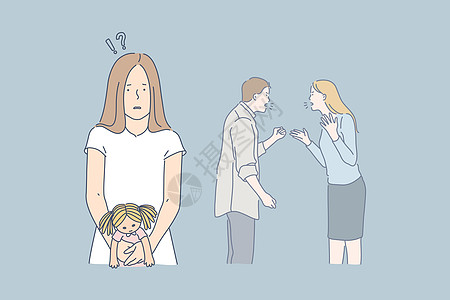 家庭争吵压力冲突概念图片