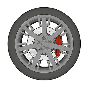在白色背景隔绝的车轮 侧面图  3D 它制作图案矢量图片