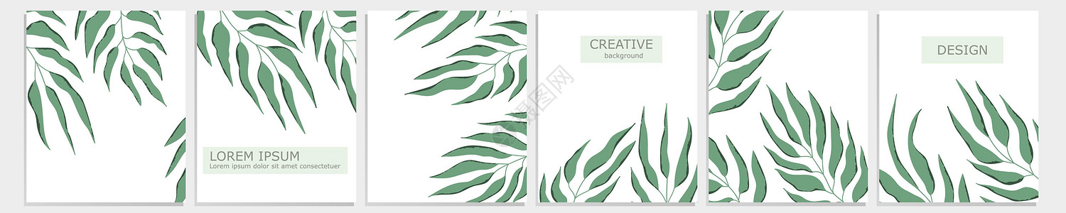 一组矢量封面笔记本设计 抽象花卉模板设计与绿色叶子在白色背景为笔记本小册子  Prin 的规划师和日记封面主义者标题推介会海报传图片