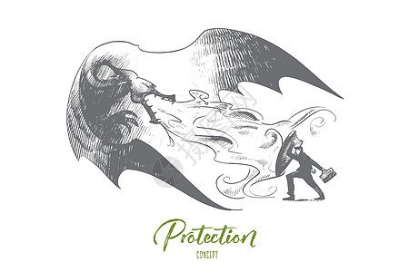 保护概念 手绘孤立的矢量商务银行业人士银行插图风暴税收闪电安全危机图片