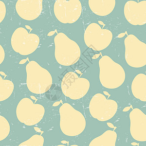 Grunge 复古矢量无缝模式的水果苹果和豌豆装饰红色创造力插图绘画纺织品风格植物装饰品食物设计图片