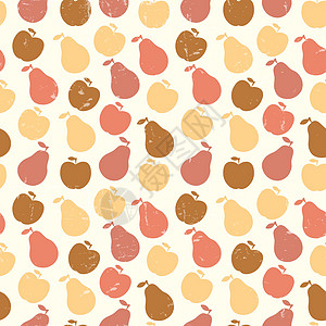 Grunge 复古矢量无缝模式的水果苹果和豌豆花园绘画红色植物叶子插图创造力纺织品装饰品绿色设计图片