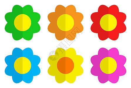 花图标平面设计 开花植物集 在白色上隔离的矢量图背景图片