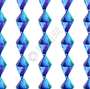 钻石晶体的矢量水彩插图无缝模式 石头宝石背景 可用于纺织品设计壁纸 画笔绘图元素 宝石质地椭圆形绘画蓝色立方体艺术艺术品墙纸水晶图片