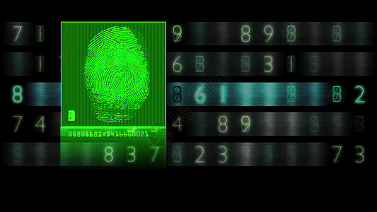3d 插图指纹 sca犯罪手指警察科学调查安全扫描蓝色鉴别侦探图片
