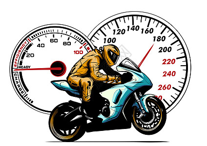 矢量插图运动超级摩托车摩托车与仪器发动机赛车绘画草图标识标签活动医生引擎全科图片