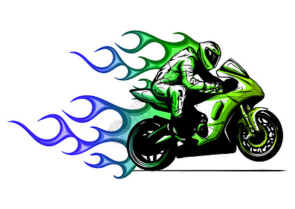摩托车与火和火焰矢量图岩石热情运输车辆自行车速度艺术插图文化烧伤图片